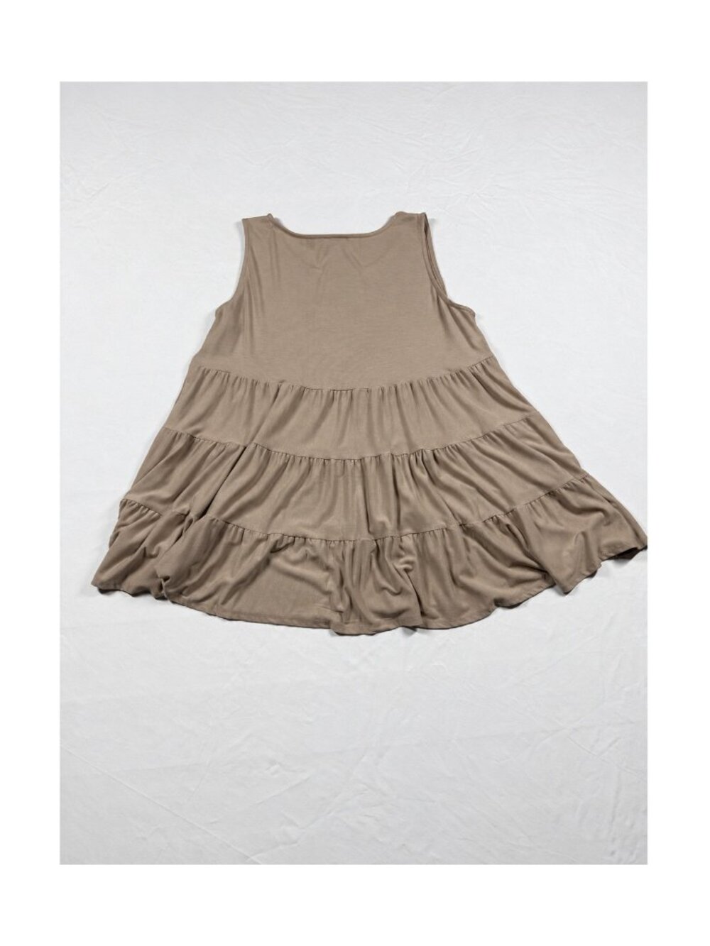 Zenana 2X Taupe Brown Tiered Sleeveless Babydoll Swing Tunic Top - Picture 6 of 7